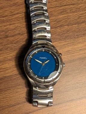 Vintage Fossil AM3534 With Color Changing Face Blue & Green